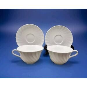 Set 4 Pcs Wedgwood Candlelight Swirl Cup 4.5" Rim & Saucer England  Discontinued